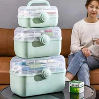 portable first aid kit storage box 3 tiers plastic high capacity family emergency kit box organizer with handle medicine chest
