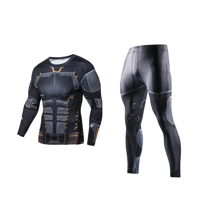 

Men Sportswear Suit Gym Tights Training Clothes Workout Jogging Sports Running Set Tracksuit BJJ MMA Rash Guard Boxing Sets Mens