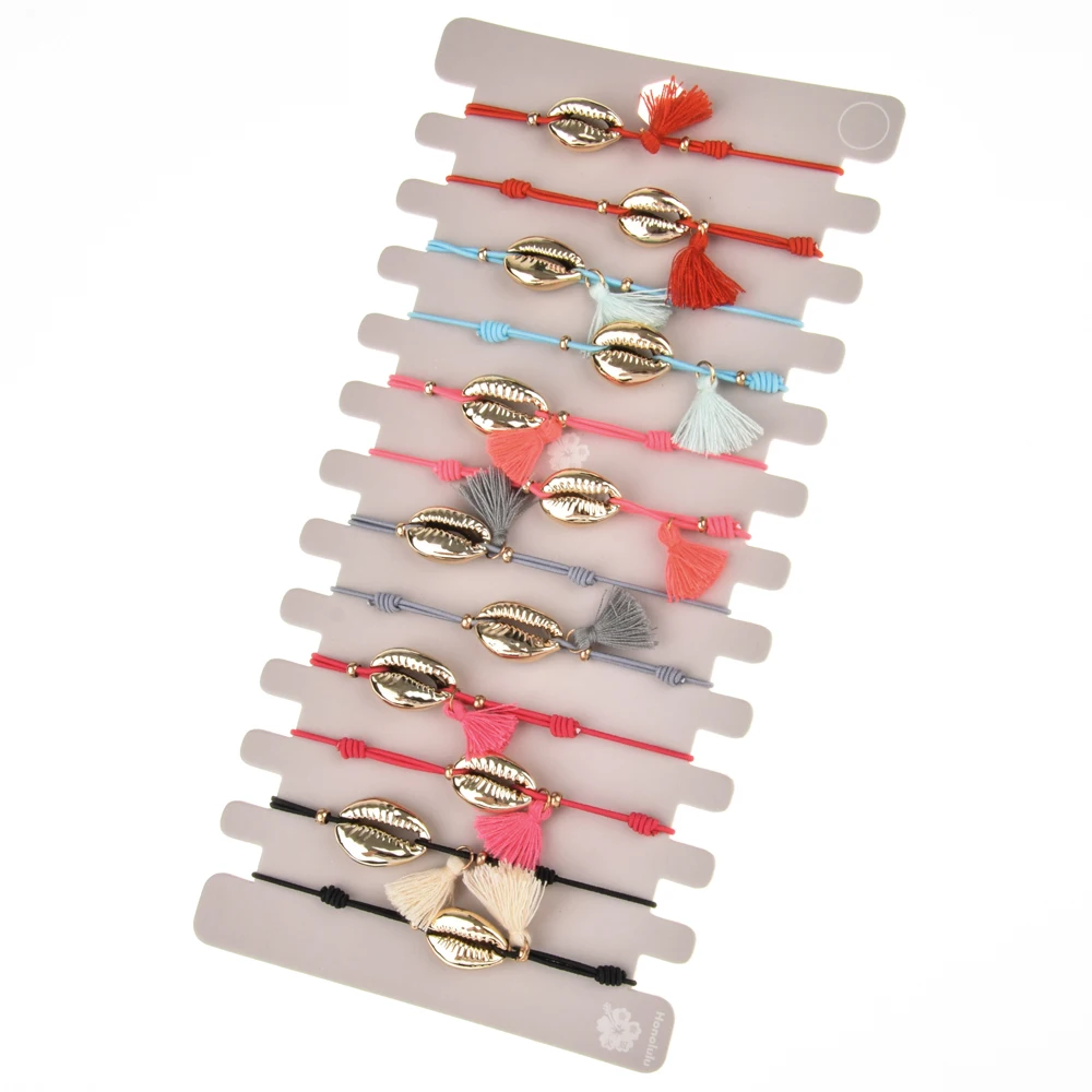 12 шт./лот Золотой Серебряный цвет ракушки кисточки очаровательные браслеты