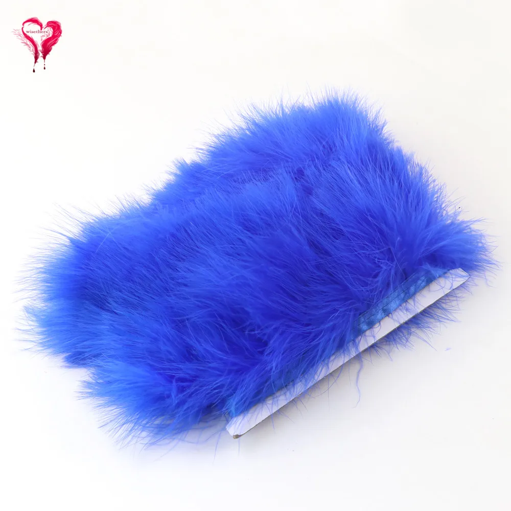 Royal Blue 12 цветов 1 метр Ширина 6-8 см Необычные мягкие пушистые окрашенные красочные индейка перья марабу кружевные ленты с отделкой вечерние украшения одежды - Цвет: Royal Blue