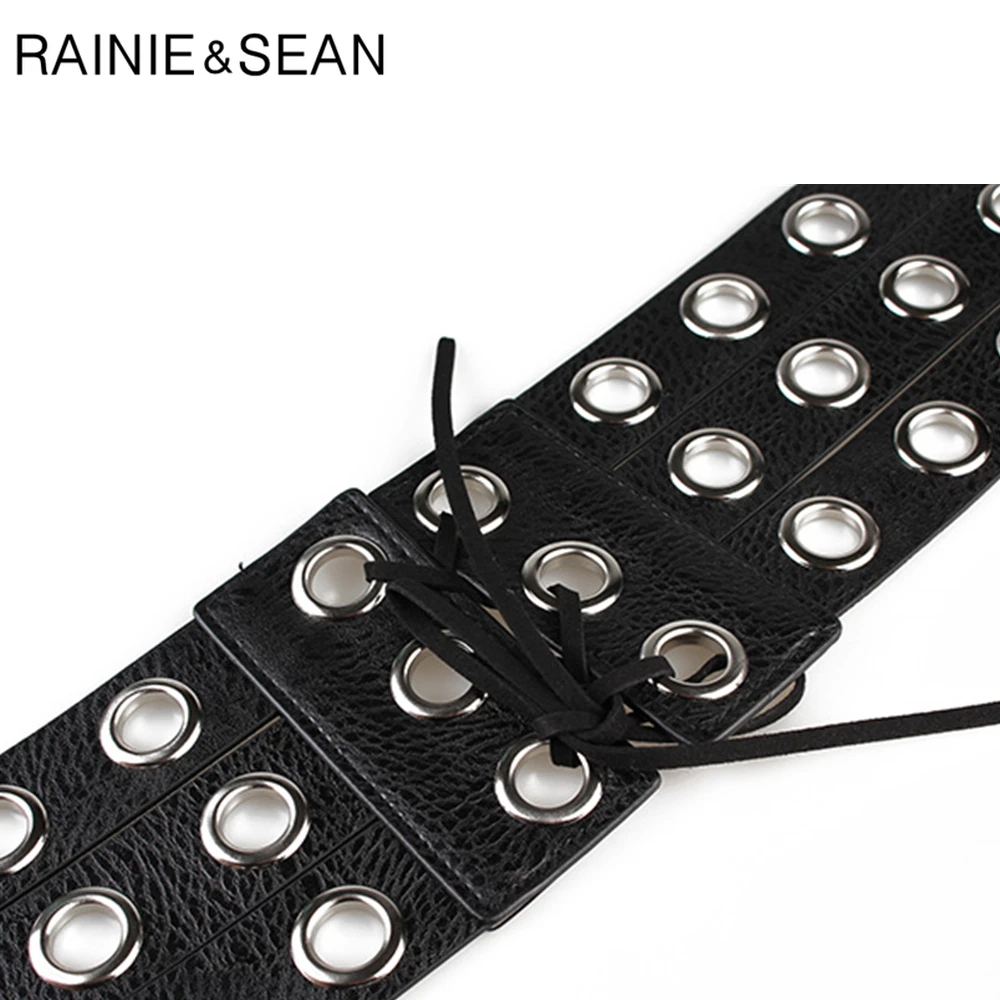 Рейни Шон в стиле панк рок черные широкие кожаные аксессуары для женщин