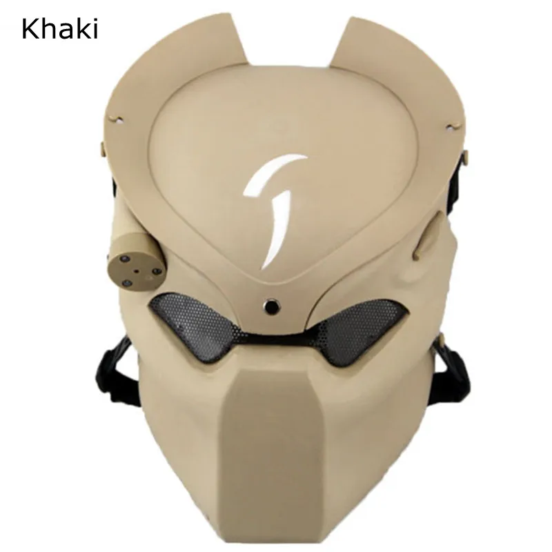 Khaki Хэллоуин Косплей Костюм хищника CS игры Наружные защитные маски-шлемы тактическая армия из двух масок - Цвет: Khaki