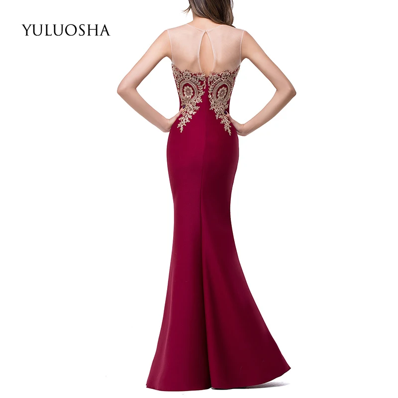 YULUOSHA новое модное сексуальное вечернее платье с аппликацией и круглым вырезом