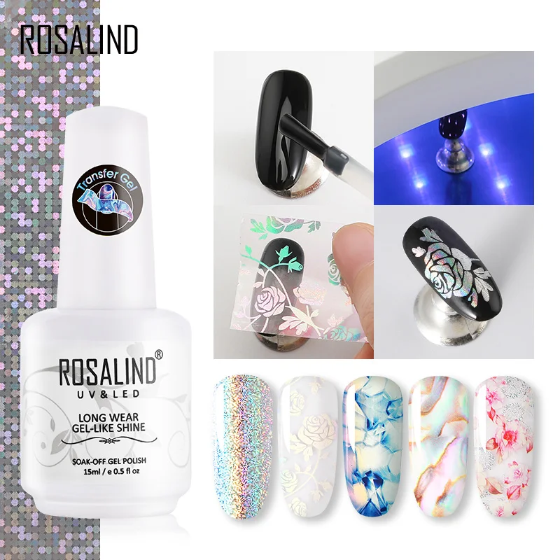 

ROSALIND Transfer Gel Nail Polish Kit Need Tranfer Sticker For Manicure Nail art Set Gel lacquer Base top Coat Varnishes