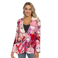 anime darling in the franxx print zero two men women leisure thin suit v neck fashion clothes streetwear casual outfits top