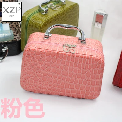 Light pink XZP женские косметички косметический чехол s Дорожные Сумки из искусственной кожи органайзер для макияжа сумка для мытья сумки для макияжа элегантный косметический Чехол - Цвет: Light pink