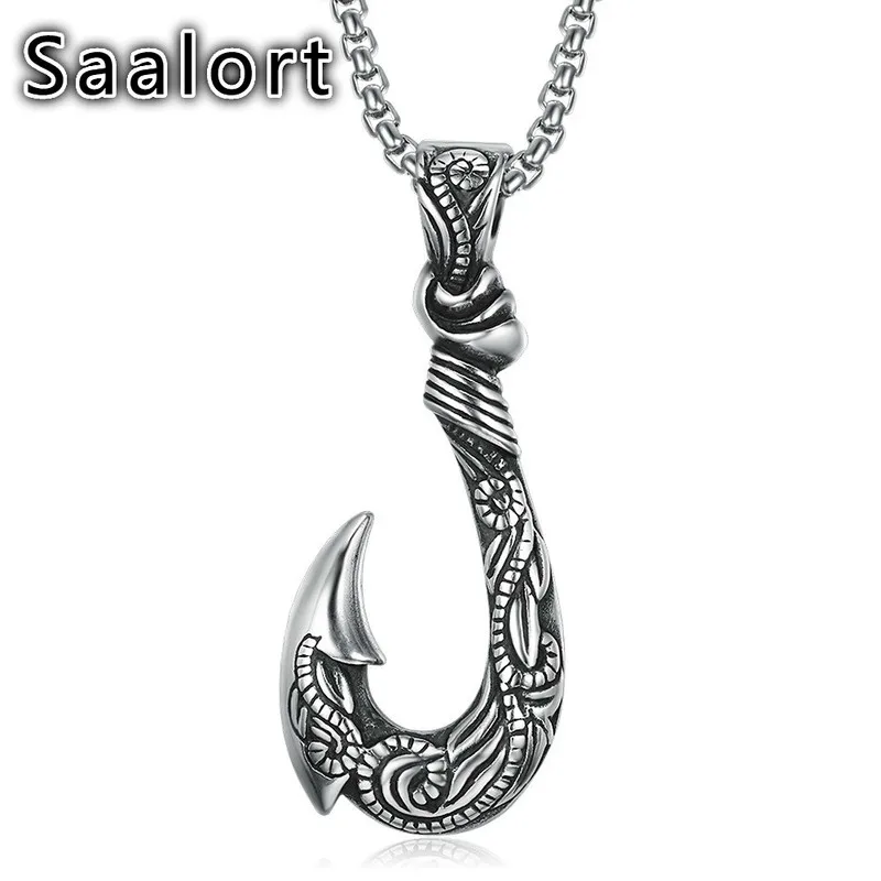 

Персонализированная Ретро рыболовный крючок из нержавеющей стали подвеска на цепочке в стиле панк мужской аксессуар ожерелье творческий п...