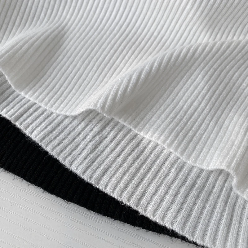 

Suter coreano de punto a rayas para mujer, suter informal de manga larga, Jersis de mujer con cuello de pico, suteres negros de