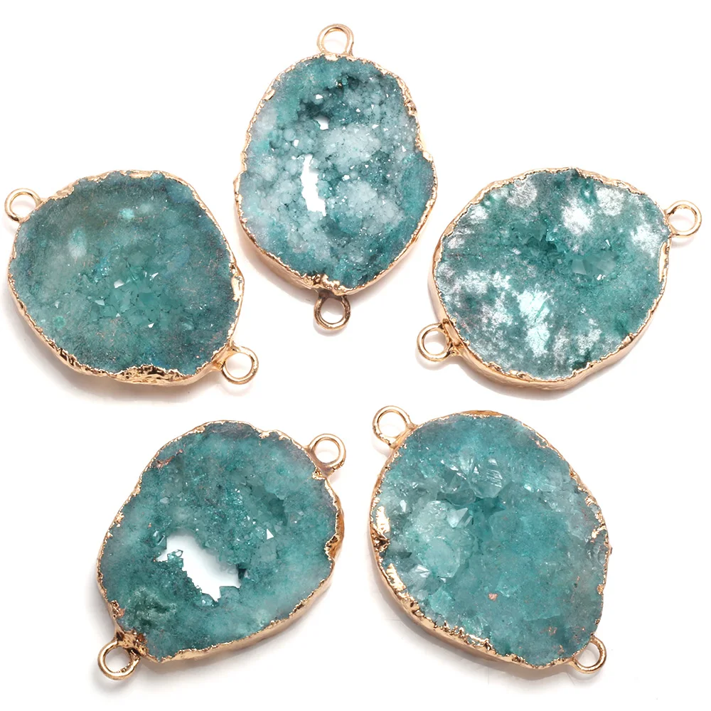 

Natural Agates Stone Pendant Connectors Irregular Druzy Geode Agates Stone Link Charms for Jewelry Making Necklace Bracelet Gift