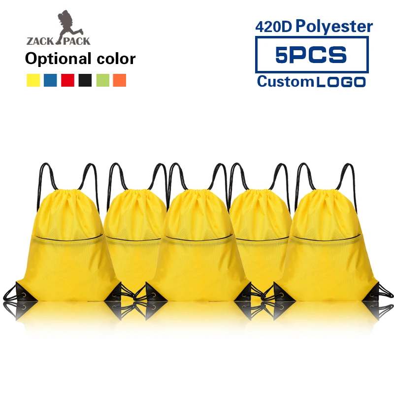 5 шт. рюкзак на шнурке с индивидуальным логотипом полиэстеровый тренировочный