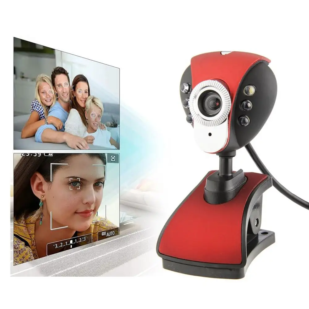 

USB Drive Free Video Web Camera Six Lights Night Vision Clip Camera Computer Webcam with MIC Video Call Webcams