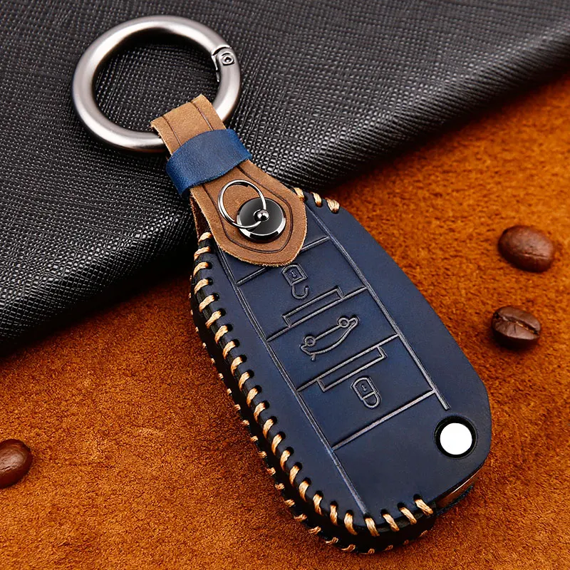 

Genuine Leather car key case for Peugeot 301 208 3008 5008 408 2008 308 508 2013 2014 2015 2016 2017 2018 2019 car accessories