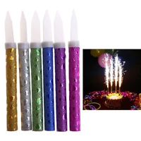 16pcsbag creative straight barrel golden champagne fireworks magic wand burning candle birthday cake candles deco party supply