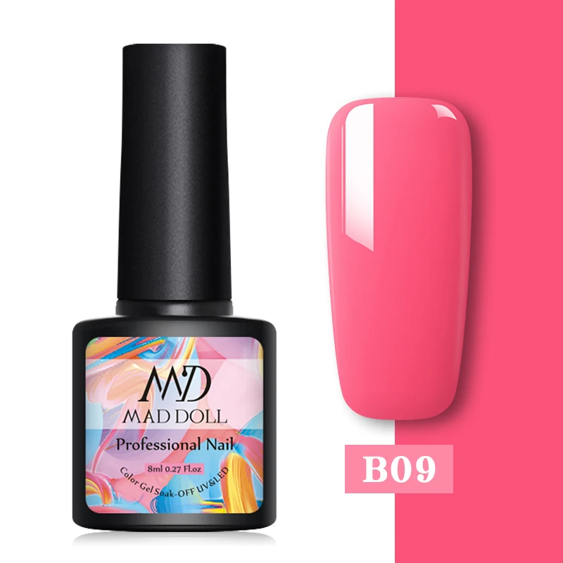 04-B09 MAD DOLL, 8 мл, 60 цветов, Гель-лак для ногтей, розовый, красный, зеленый, чистый цвет для ногтей, отмачиваемый УФ-Гель-лак, лак для маникюра, Гель-лак - Цвет: 04-B09