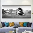 Черно-белый Снежный леопард, сексуальный постер для обнаженных женщин, принты природного ландшафта, настенная Картина на холсте, картина для декора гостиной