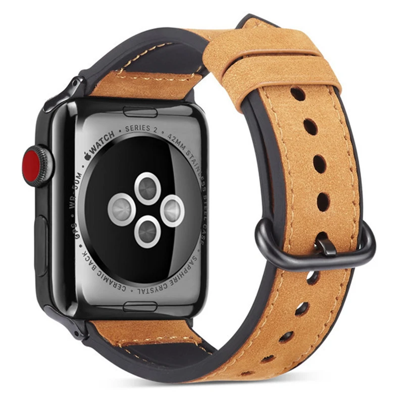Ремешок кожаный для iWatch band 42 мм 44 совместим с apple watch series 5 4 3 40 38 мм|Ремешки часов| |