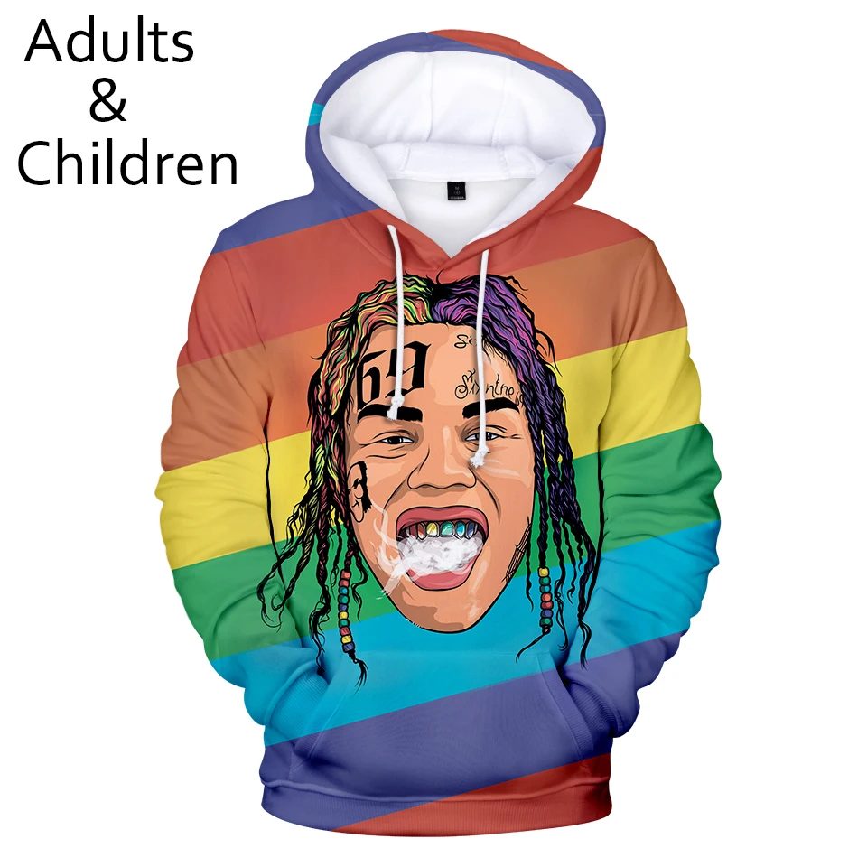 Толстовка Мужская/женская с капюшоном удобный свитшот 3D рисунком 6IX9INE на осень