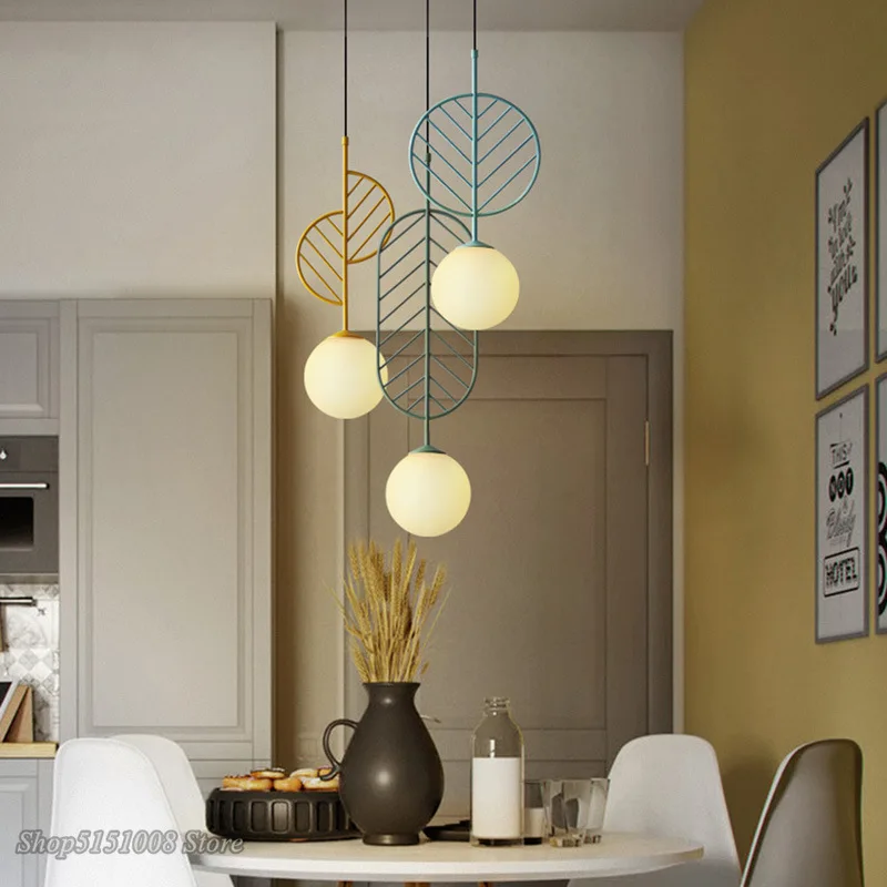 Современный Креативный подвесной светильник в виде листьев карамельного цвета