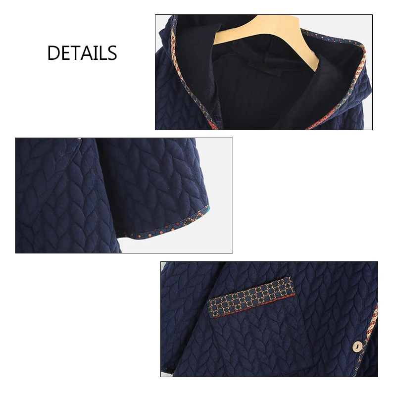 

Hooded Women's Jacket Casual Single Breasted Pockets Overcoat Plus Size Women Warm Loose Coat Fashion Vintage Woman Winter Coats