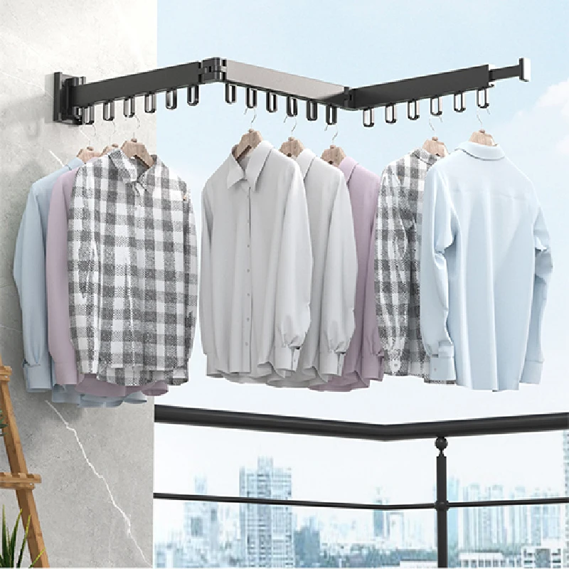 

1.2mWall Mount Folding Clothes Hanger Retractable Cloth Drying Rack Indoor Outdoor Aluminum Home Laundry Clothesline Space Savin