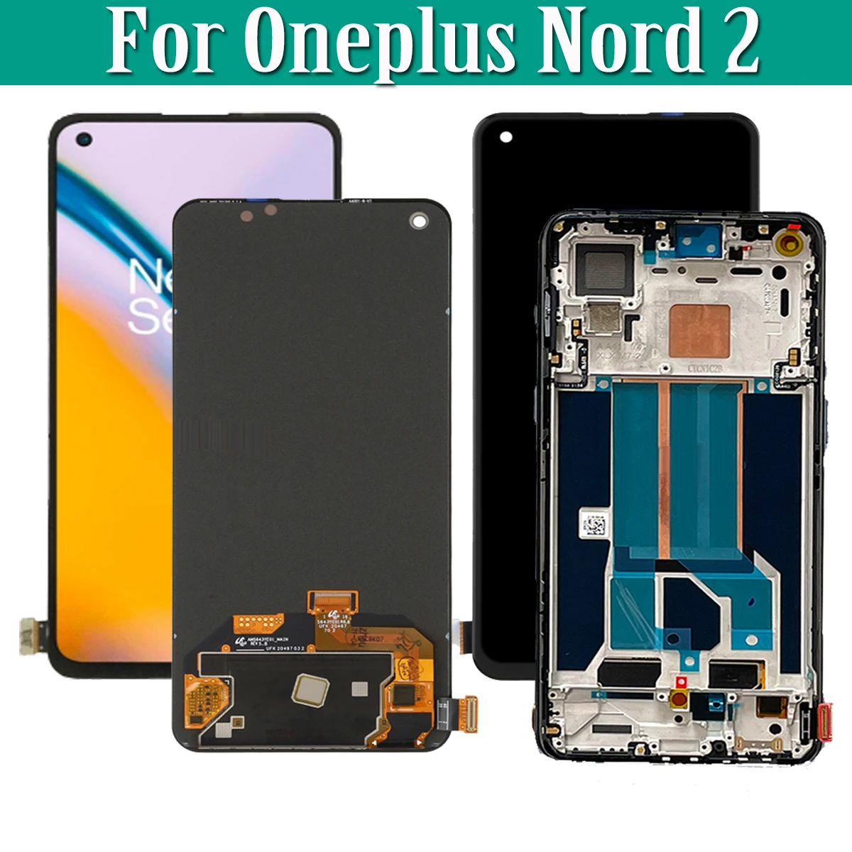 Pantalla LCD Original, montaje de digitalizador con pantalla t&aacute;ctil de 6,43 pulgadas para Oneplus Nord 2, 5G, DN2101, DN2103, piezas de reparaci&oacute;n-0