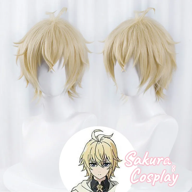 Маскарадный светильник Seraph of The End Mikaela Hyakuya золотистые короткие термостойкие