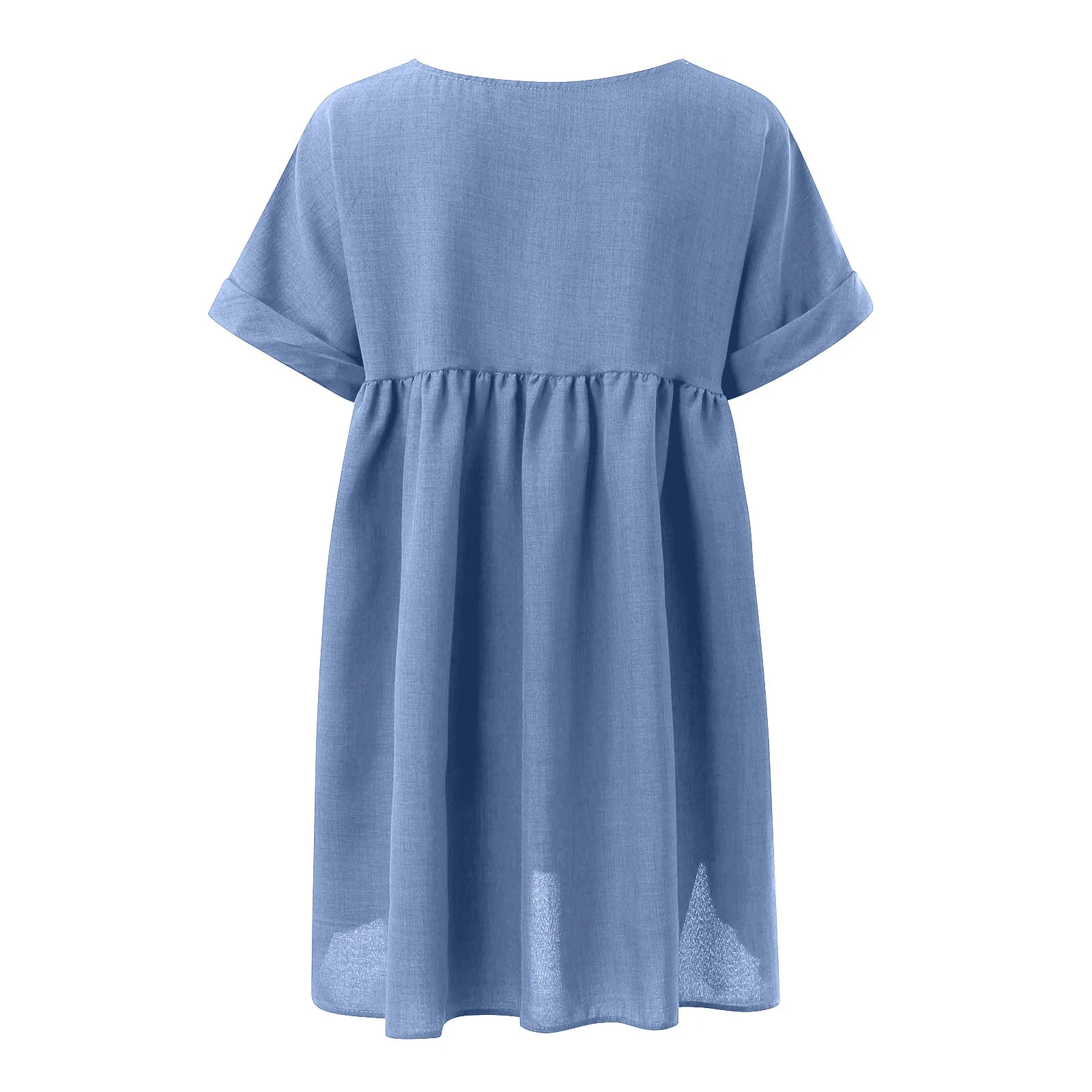 

Women's Solid Color Party Dress 2021 Summer Fashion Pleated Short Sleeve V-neck Midi Dress Robe Femme