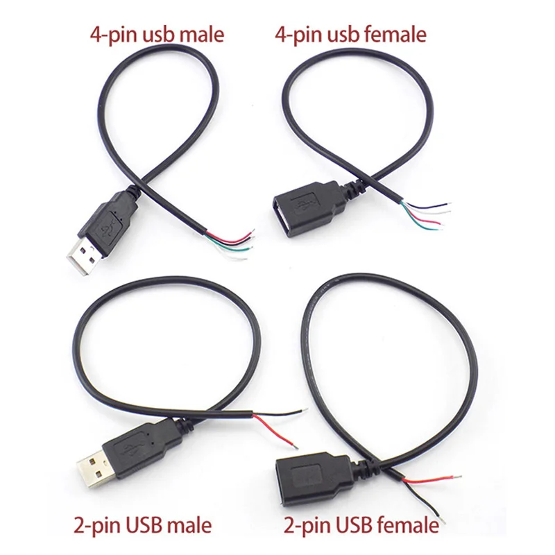 5 Types Wire Micro USB 2.0 Type-C AUX Mono Connector Power Supply Extension Cable Charger Male to Female 2-pin 4-pin Data Line |