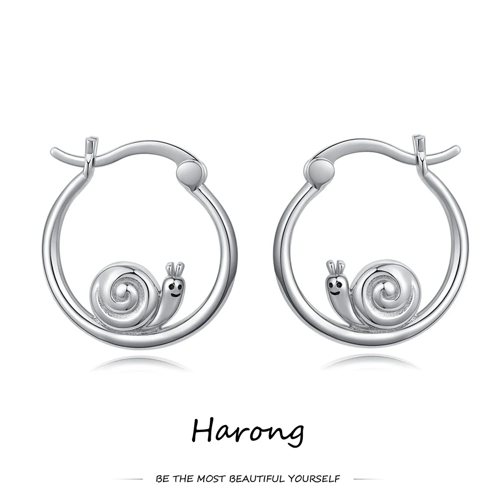 

Harong Silver Plated Copper Snail Hoop Earrings Animal Series Exquisite Simple Round Ear Clip Jewelry for Women Girls Gift