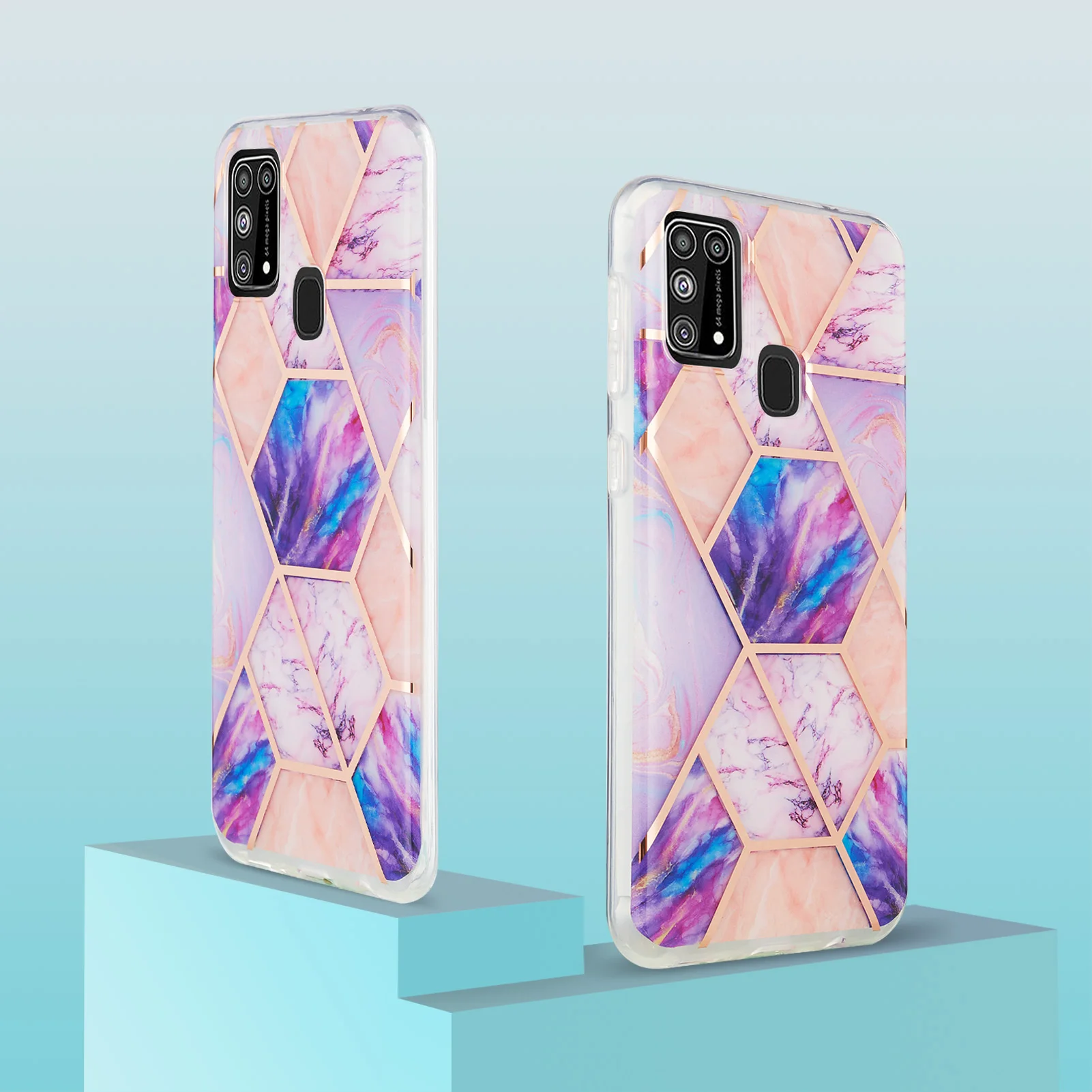 

Electroplated Marble Phone Case for Xiaomi Mi 10T Lite 5G X3 NFC 9A Redmi Note 9s Luxury Geometric Shockproof Soft IMD Cover