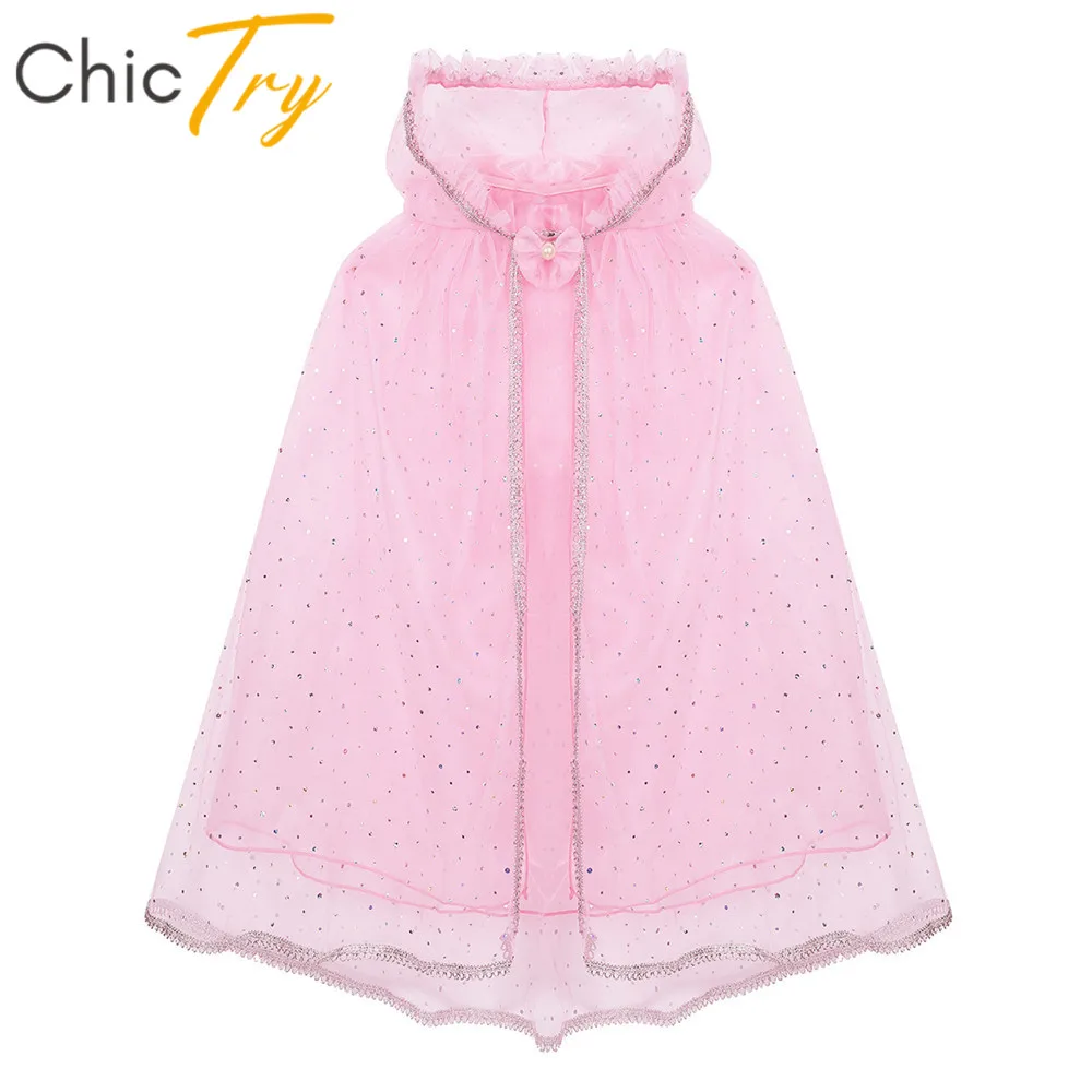 Детская накидка с капюшоном блестящими пайетками на Хэллоуин/Рождество/День