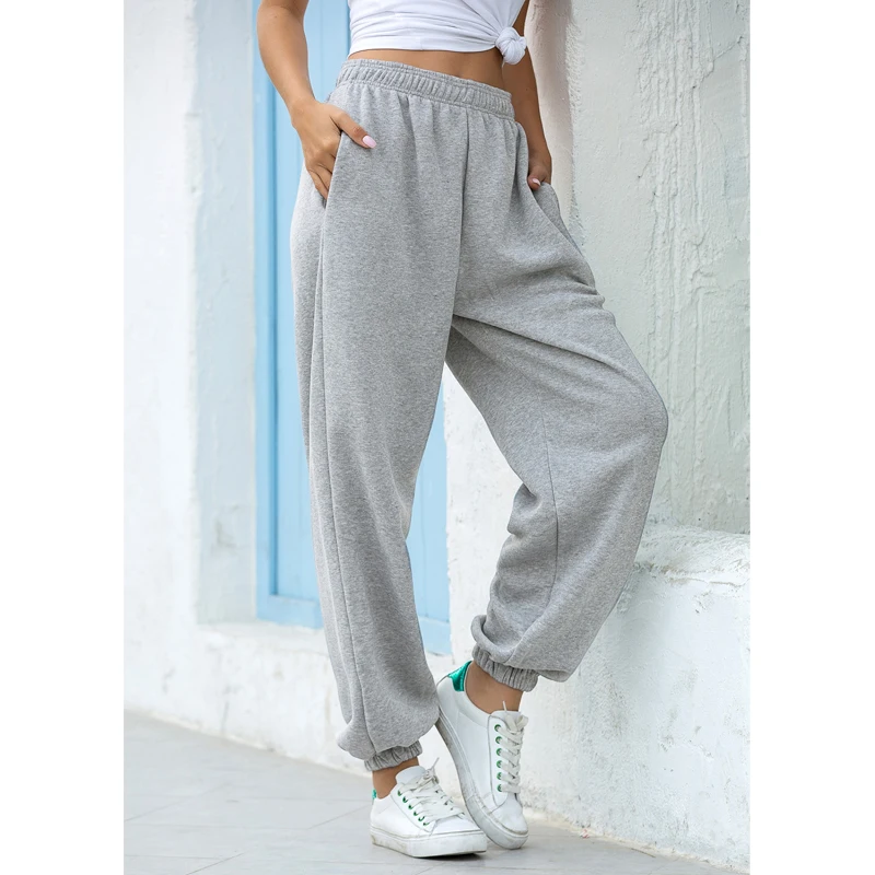 

Casual Women High Waist Pants Solid Color Female Loose Harm Trousers Plus Size Ladies Street Oversized Sweatpant Pantalon Femme