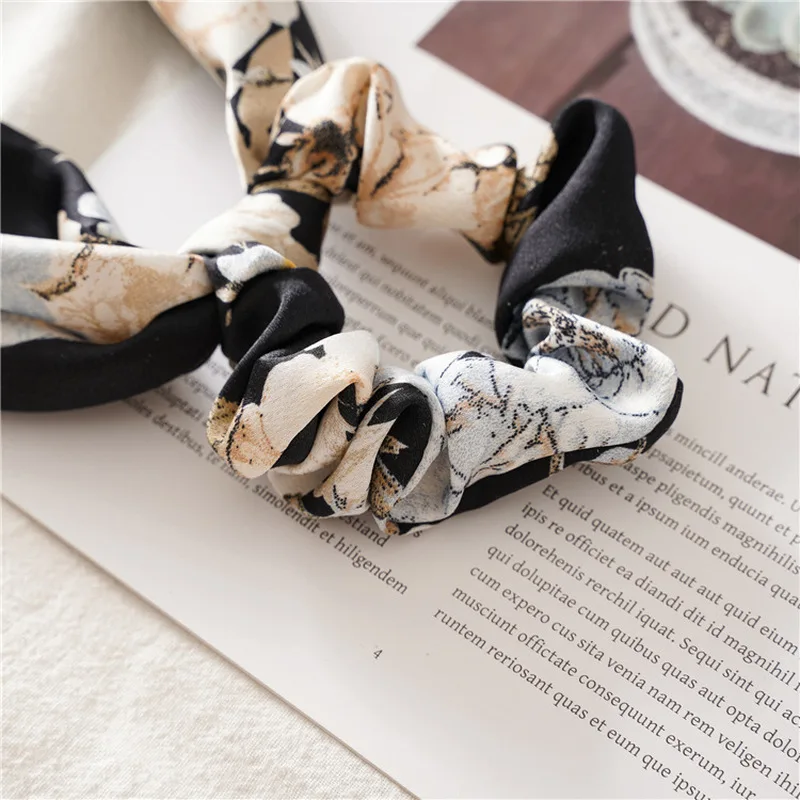 

2021 New Style Vintage Bohemian Hair Band Ribbon Hair Rope Scrunchie Women Elastic Headbands Hair Ties Female Hair Accessories