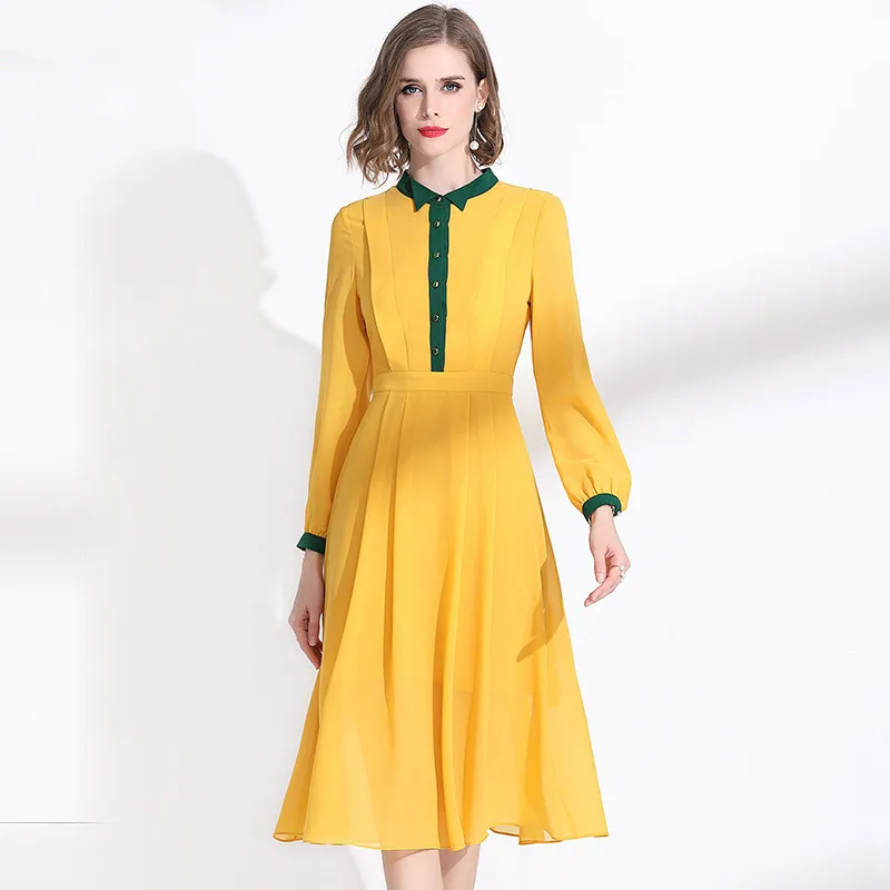 Yellow Dress Chiffon 2020 Women's 