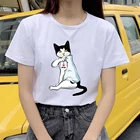 2020 женская футболка с принтом Кот I Love Mom, футболки Harajuku, женская футболка с коротким рукавом, одежда в стиле ольччан, забавная Женская футболка для женщин
