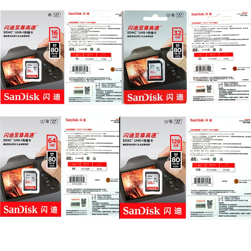 - SanDisk   32  Class10 64  128  256  SD  16GB   SDHC cartao de memoria  sd