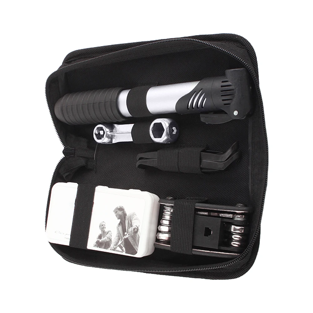 

Bike Tire Repair Tool Kit Bicycle Tool Bag Multi-Function Folding Tire Repair Multifunctional Kit With Pouch Pump For Bicycle