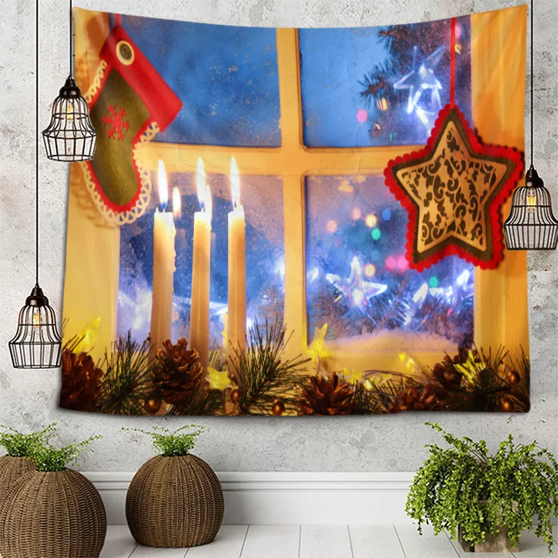 

Настенный гобелен, великолепный Рождественский камин с елкой, чулки, подарки, гобелен для спальни, гостиной, общежития
