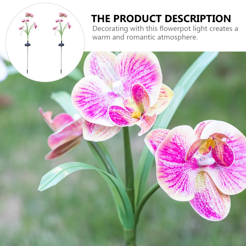 

2Pcs LED Solar Powered Decorative Lamp Artificial Phalaenopsis Landscape Lamps