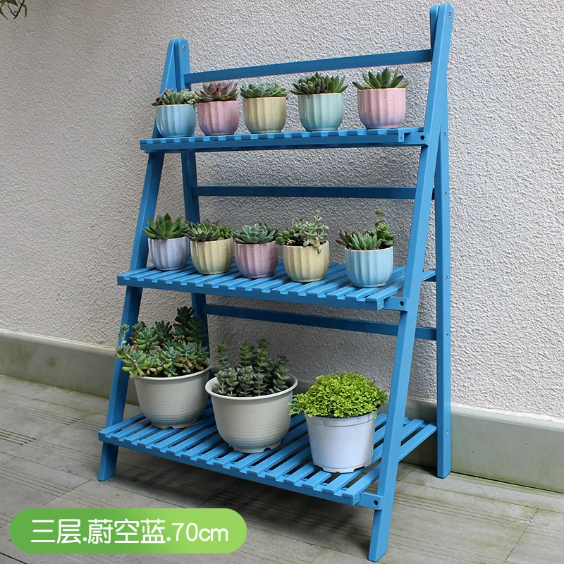 

Flower shelf simple solid wood home balcony green radish multi-layer detachable folding portable simple indoor plant stand