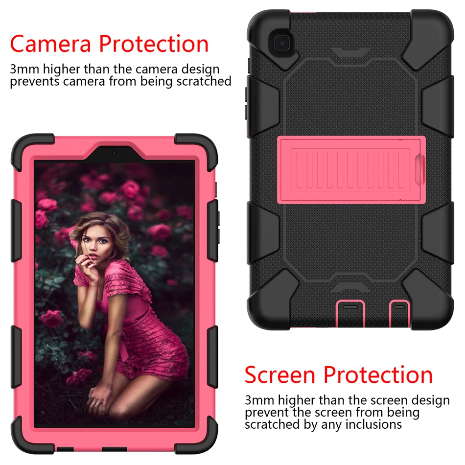 

Full Body Protective Shockproof Cover with Funda Stand for Samsung Galaxy Tab A7 Lite 8.7 Silicone Case T220 T225 Kids Case