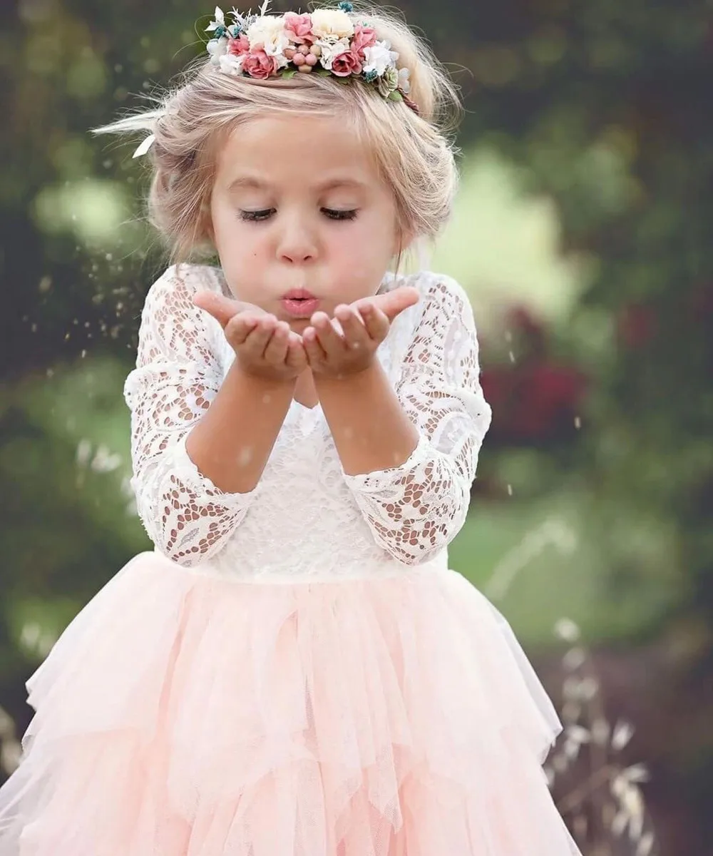 Babyonlinedress Настоящее Фото Трапециевидное Кружевное Платье С Длинными Рукавами И