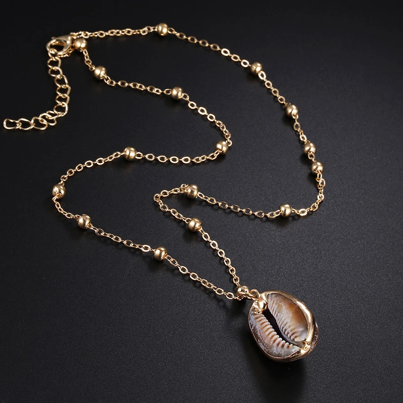 модный Богемное ожерелье с кулоном Каури Ракушка для женщинКолье чокерМода