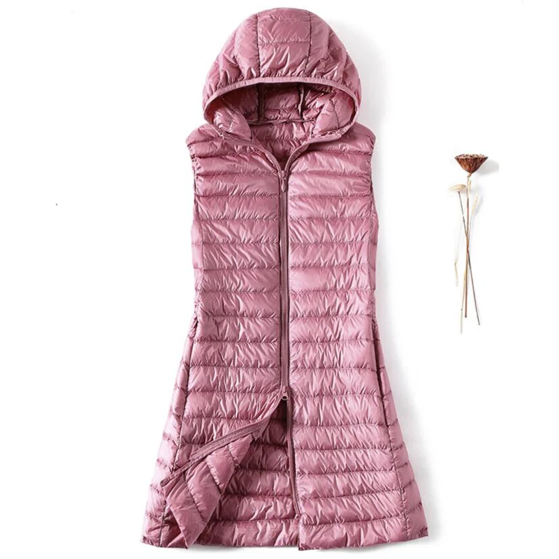 SEDUTMO Winter Women Down Jackets Ultra Light Long Hooded Vest Casual Waistcoat Autumn Coat Slim Parkas ED913