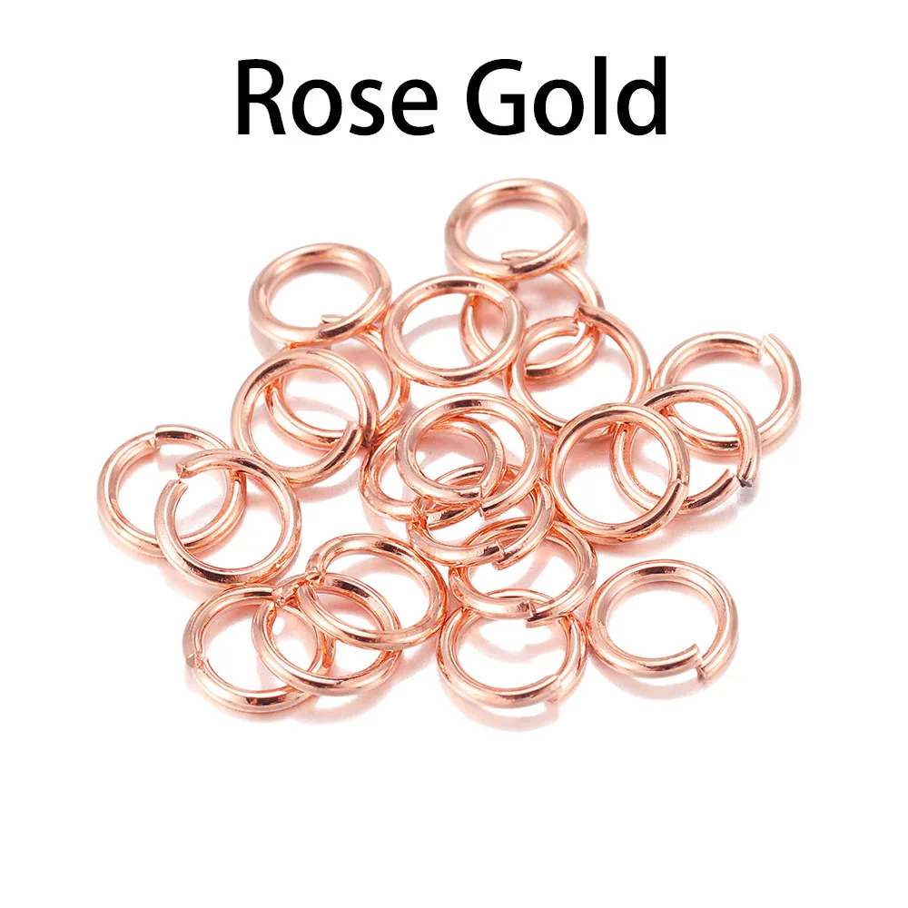 Rose Gold 200 шт./лот, 4, 5, 6, 8, 10 мм, кольца-скачки, серебряные, разъемные кольца, соединители для самостоятельного изготовления ювелирных изделий, аксессуары - Цвет: Rose Gold