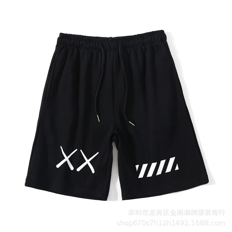 

2021 summer European and American tide brand off ow white cartoon shorts loose casual men and women couples five-point pants