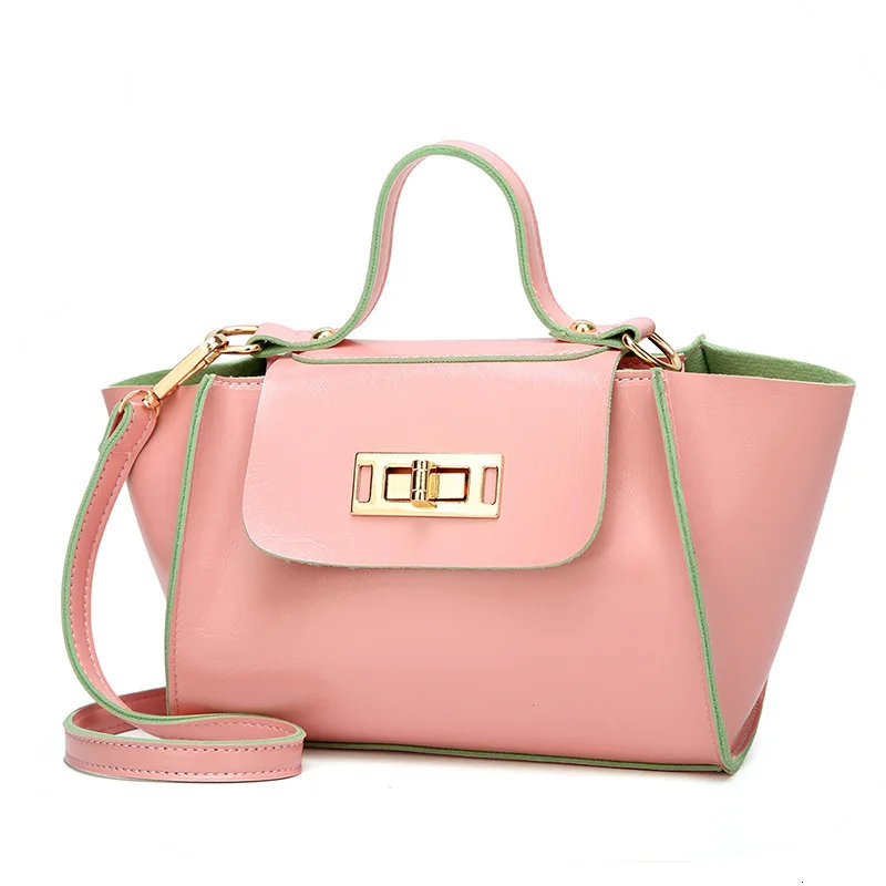 Женские кожаные сумочки сумки через плечо модная трапециевидная сумка с замком и