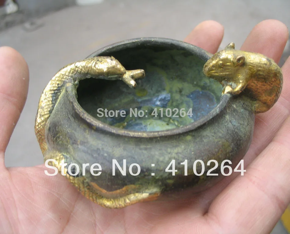 Банда золотой дракон Ручка мыть китайская Классическая Бронзовая статуя | Дом и