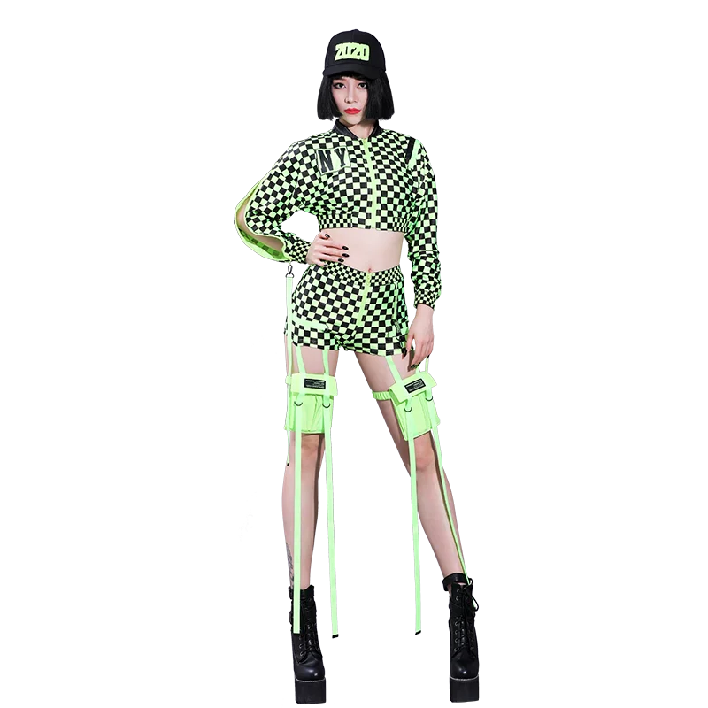 

Green Jazz Dance Costumes Women Sexy DJ Rave Outfit Pole Dance Performance Clothing Nightclub Gogo Dancers Stage Clothes DC3409