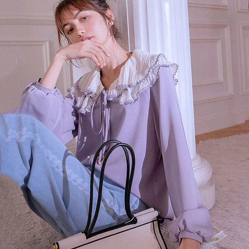 

Женская винтажная рубашка в стиле ретро, с принтом лаванды